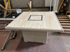 Kingscote Square Casual Dining Table with Ceramic Top & Firepit - Nutmeg