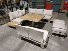 Brooklyn Corner Sofa with Square Adj Table + 2 x Benches - Mocha