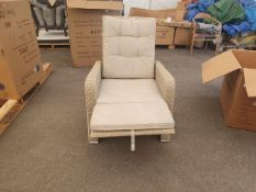 Kingscote Hi-Back Recliner Armchair with integrated F/S inc S-P Eco Fawn Linen Cushions - Nutmeg