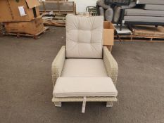 Kingscote Hi-Back Recliner Armchair with integrated F/S inc S-P Eco Fawn Linen Cushions - Nutmeg