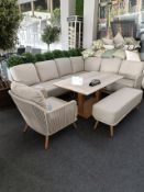 Como L Shape Sofa with Rectangle Casual Dining Table, Bench & Chair - Mocha