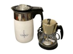 VINTAGE CORNINGWARE 10 CUP COFFEE PERCOLATOR WITH POWER CORD AND DOUGLAS CARAFE