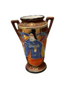VINTAGE JAPANESE MORIAGE SATSUMA ENAMELED PORCELAIN VASE