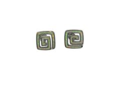 STERLING SILVER OPALITE INLAY GEOMETRIC SPIRAL EARRINGS