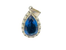 STERLING SILVER SIMULATED BLUE TOPAZ PENDANT