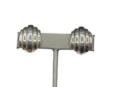 STERLING SILVER RIBBED CLIP-BACK EARRINGS