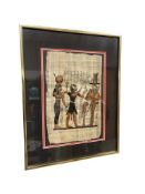 SIGNED EGYPTIAN PAPYRUS ART FEATURING ANCIENT EGYPTIAN FIGURES AND HIEROGLYPHS
