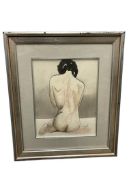 DAVID SEGEL AMERICAN ARTIST AND ART INSTRUCTOR NUDE WATERCOLOR ON PAPER PAINTING