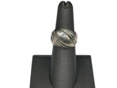 VINTAGE CABANA DESIGNER SIGNED STERLING SILVER RIBBED RING