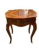 FRENCH LOUIS XV STYLE KINGWOOD AND BURL SIDE TABLE WITH ORNATE OROLU MOUNTS / HARDWARE