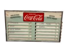 1960'S VINTAGE COCA-COLA REVERSE ON GLASS MENU BOARD WITH CHROME FRAME