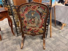 LATE 19TH CENTURY FRENCH NEEDLEPOINT PANEL FIREPLACE SCREEN