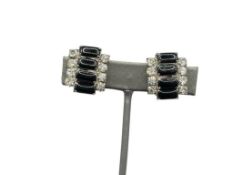 VINTAGE BLACK AND COLORLESS RHINESTONE CLIP-BACK EARRINGS