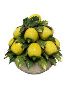 LARGE ITALIAN VENETIAN MAJOLICA CERAMIC RIGATTIERI LEMONS HARVEST CENTERPIECE