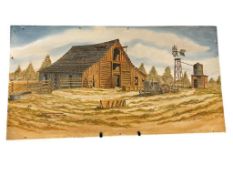 DAVE IMAN 20TH CENTURY CALIFORNIA ARTIST ORIGINAL OIL ON MASONITE BOARD NORTH POWDER OREGON
