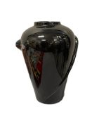 LARGE BLACK MIRROR GLAZE CERAMIC VASE