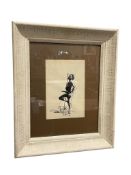 VINTAGE IMPRESSIONISTS INK DRAWING OF MAN AND DOG