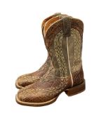 NEW DAN POST MENS INLAID EMBROIDERED WESTERN BOOTS BROAD SQUARE TOE