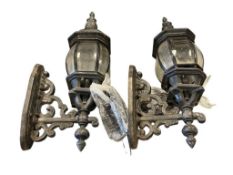 UNDERWRITEERS LABORATORIES PAIR OF BLACK CAST METAL LIGHT FIXTURES WALL SCONCES