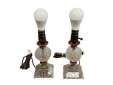 VINTAGE PRESSED GLASS DAISY AND BUTTON PATTERN TABLE LAMPS