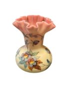 19TH CENTURY THOMAS WEBB & SONS BURMESE URANIUM GLASS HAWTHORNE VASE