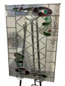 HAND CRAFTED ART NOUVEAU STYLED STAINED GLASS WINDOW PANEL WITH CLEAR AND TEXTURED PANELS