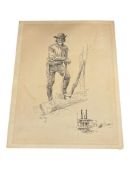 CHARLES M. RUSSELL BLACK AND WHITE SKETCH PRINT THE TRAIL BLAZERS CIRCA 1970'S