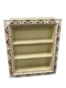 IVORY COLOR WOODEN BOOKCASE WITH CARVED TRIM