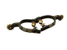 CHILDRENS BLACK STEEL WESTERN SPURS WITH ENGRAVED SILVER HEARTS