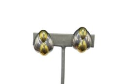 STERLING SILVER AND GOLD TONE CLIP-BACK EARRINGS