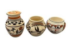 AMERICAN INDIAN LIFE AND LEGENDS 1984 INDIAN POTTERY MINIATURE VESSLES