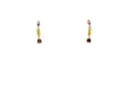 ROSS SIMONS SIGNED STERLING SILVER GOLD FINISH DROP EARRINGS FEATURING GARNETS, AMETHYSTS, AND MORE
