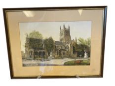 VINTAGE WORCESTER CATHEDRAL ETCHING PRINT BY R STANLEY