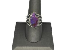 STERLING SILVER PURPLE DAHLIA COMPOSITIE STONE RING