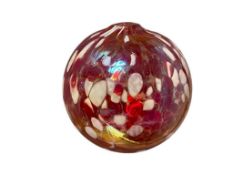 HAND BLOWN ART GLASS BULB OIL DIFFUSER FEATURING BRIGHT PINK AND WHITE COLORS