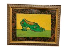 IRA YEAGER AMERICAN ORIGINAL MIXED MEDIA ART ON CANVAS OIL / ACRYLIC VICTORIAN SHOE