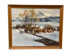 LISTED CALIFORNIA ARTIST LORI WATTS ORIGINAL WESTERN OIL ON CANVAS PAINTING