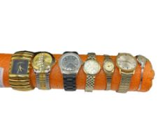 SEVEN MEN'S AND WOMEN'S WRISTWATCHES INCLUDING SOME VINTAGE SUCH AS A TIMEX ELECTRONIC
