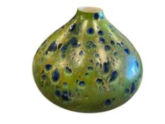VINTAGE GREEN AND BLUE PEACKOCK GLAZE ART POTTERY VASE