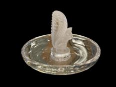 LALIQUE FRENCH FINE CRYSTAL FROSTED AND CLEAR SQUIRREL RING DISH