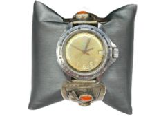 VINTAGE STERLING SILVER NAVAJO SIGNED D. YAZZIE TURQUOISE AND CORAL ACCENTED WATCH TIPS