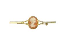 VINTAGE GOLD TONE STERLING SILVER CAMEO BROOCH