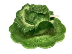 LARGE RIGATERRI VENETIAN MAJOLICA CABBAGE TUREEN / SERVING BOWL WITH LADDLE