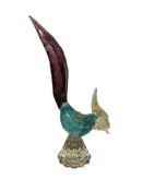 VENETIAN MURANO HAND BLOWN GLASS ROAD RUNNER BIRD FIGURINE