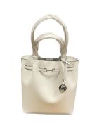 LARGE MICHAEL KORS WOMENS OPTIC WHITE PEBBLED LEATHER FASHION DESIGNER TOTE NEW WITH TAG