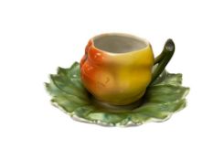 VICTORIAN PERIOD ROYAL BAYREUTH PEAR DEMITASSES AND LEAF SAUCER