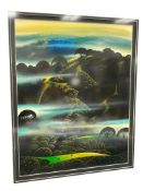 EYVIND EARLE DISNEY BACKGROUND ILLUSTRATOR LIMITED EDITION SERIGRAPH TITLED FOG DRAPPED HILLS