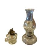 TWO ANTIQUE PRESSED GLASS OIL LAMPS