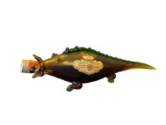 1966 VINTAGE SEALED NELLO GORI HAND BLOWN CRACKLE GLASS ALLIGATOR ART GLASS BOTTLE ORVIETO DEMI SEC