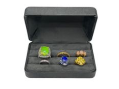 KARIS DESIGNER SIGNED GOLD BOND AND PLATINUM BOND RINGS INCLUDING LAPIS LAZULI, TURQUOISE, AND MORE